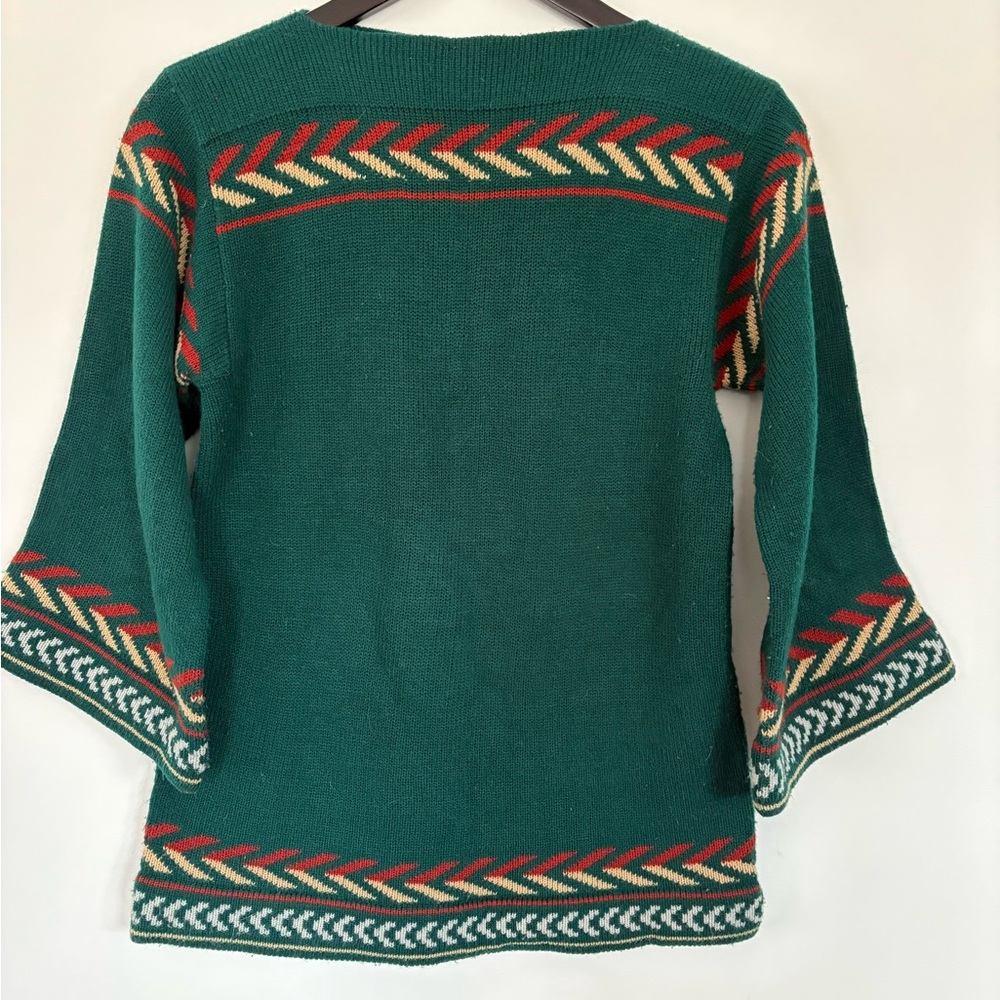 Green Patterned Knit Tunic Top - image 1